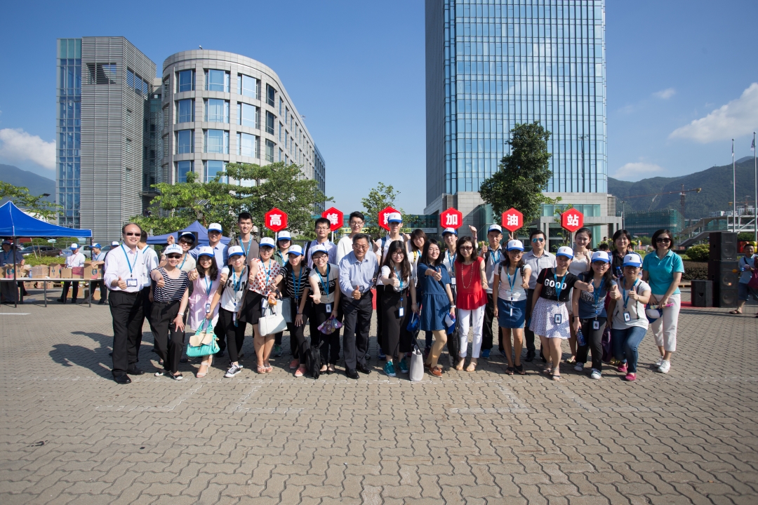 Students participating in the cheer-up activity during the terminal’s peak operating season